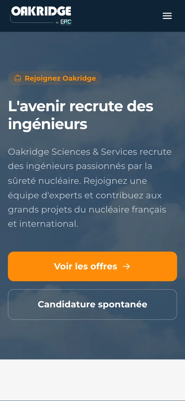 Version mobile du site Oakridge Carrières