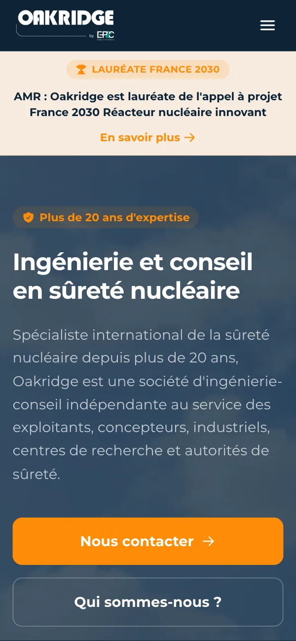 Version mobile du site Oakridge
